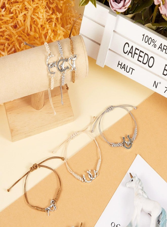 سوريو مجموعة أساور سوريو المكونة من 48 قطعة، هدايا بالجملة، أساور مضفرة من الحبل، هدايا مميزة لحفلات الزفاف، أساور لحفلات توديع العزوبية للنساء (حصان، أبيض، بيج، بني، 48 قطعة) - Image 4